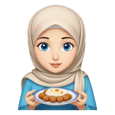 Turkish beautiful finish Konya girl blue eyes with hijab dress and does eating ramadan sahur sticker