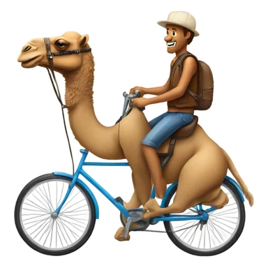 A camel riding a bike sticker