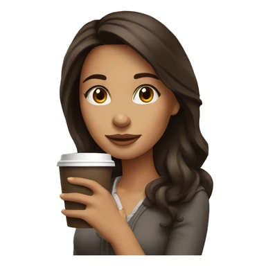beautiful brunette girl drinks coffee sticker