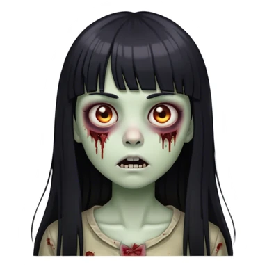 zombie girl with black long straight hair and bangs 🧟‍♀️ sticker