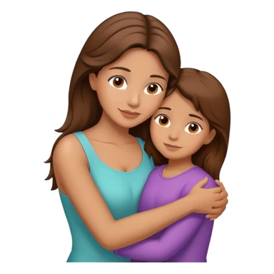 Hispanic mother and daughter brown hair hugging sticker
