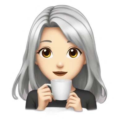 Anime girl drink coffee  sticker