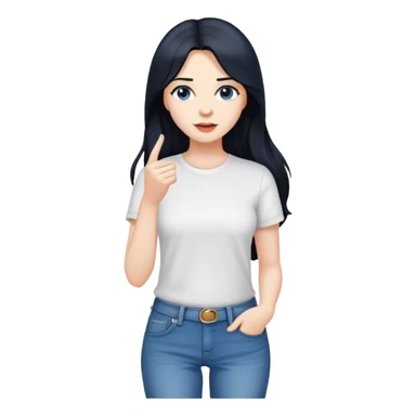 pale female with long black hair, wearing white shirt and blue jeans and converses sticker
