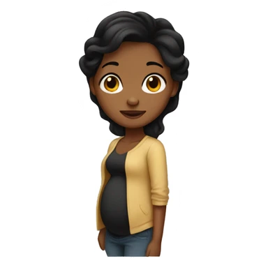 Brown girl with black hair pregnant  sticker
