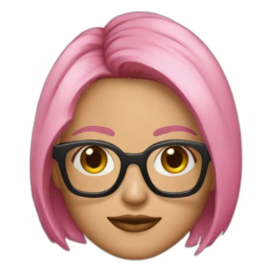 Mujer pelo color marrón corte bob , gafas rosas sticker