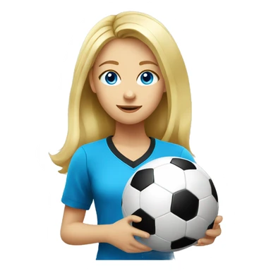 blonde girl blue eyes playing soccer full body sticker