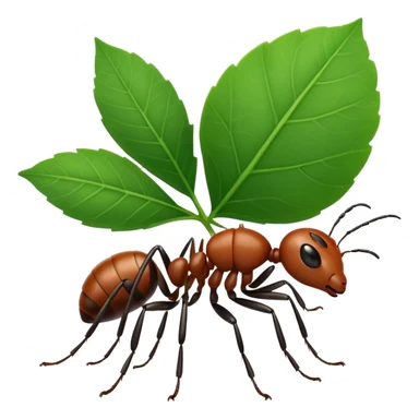 ant carrying a leaf sticker