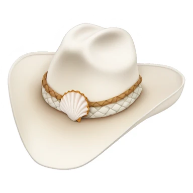 White cowgirl hat with seashell band sticker