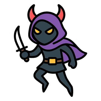 shadow demon rogue, mysterious, dark, agile, fantasy character, color outline icon style sticker