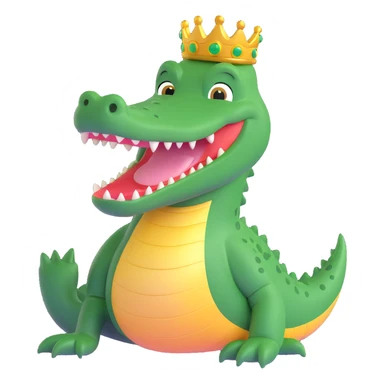 cartoon alligator with a golden halo, smiling, minimal background sticker