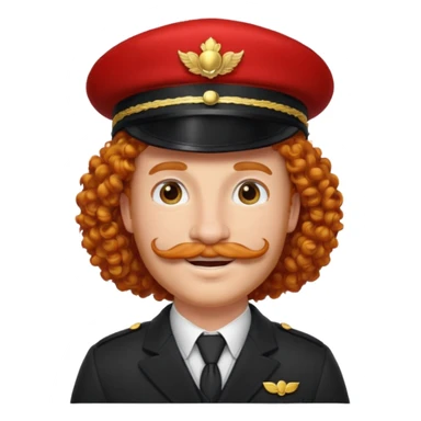 bellboy face big curly hair ginger bellboy red hat mustache sticker