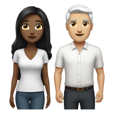 brunette woman with black hair and brown eyes with her white black-haired man architecture boyfriend sticker