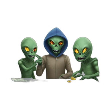 aliens robbing a bank sticker