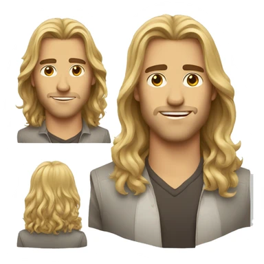 man handsome long hair sticker