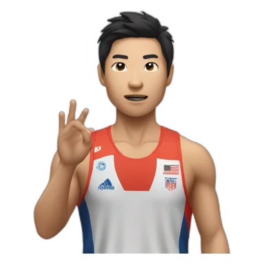 Asian athlete gesturing No sticker