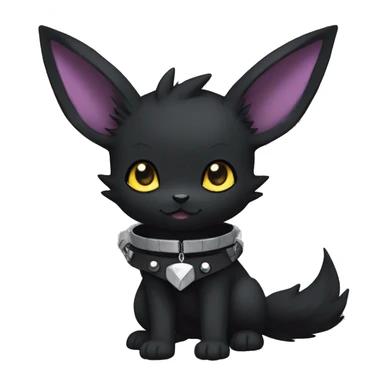 Dark Black Cute Punk Kawaii Eeveelution-Cute-Pokémon-fusion with a collar full body sticker