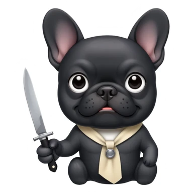 Black French bulldog holding a knife  sticker