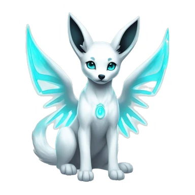Shiny White Angelic Godly Ethereal Electric Albino Umbreon. cyan eyes and cyan markings. Golden Anubis-rings. full body sticker