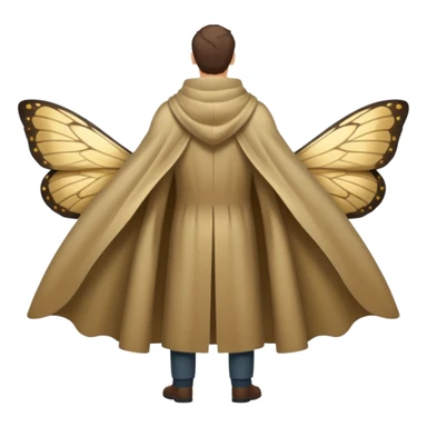 full body man from behind wearing moth wing cloak open back sticker