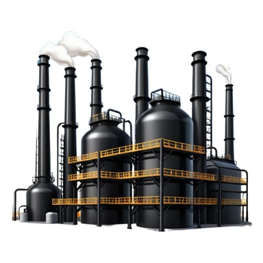 generate a beautiful big black oil refining station. realistic and cinematic. glossy. 4 different options sticker