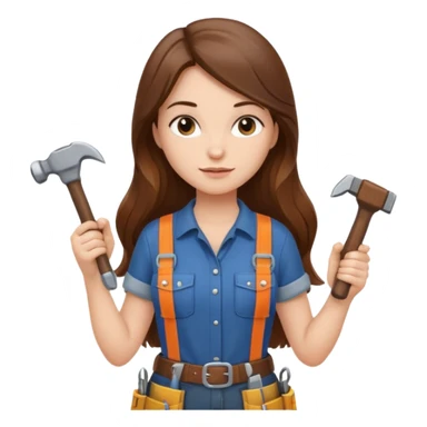 beautiful girl with long brown hair building new kitchen sticker
