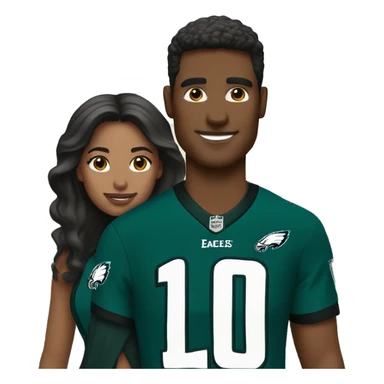 Brown skin couple in  Philadelphia Eagles clothing sticker