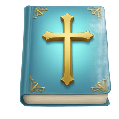 light blue bible with gold cross on he front sticker