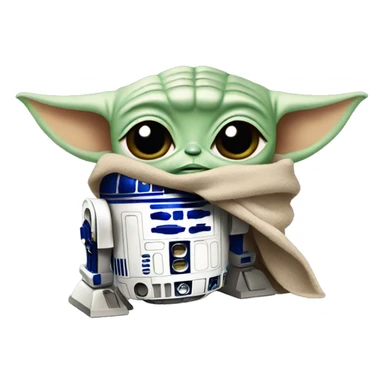 Baby Yoda with R2 D2 sticker