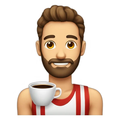homem com barba de regata segurando um café sticker
