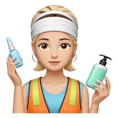 Clean girl aesthetic emoticons, apply skincare products, headband, glowing skin, vest, soft lighting
 sticker