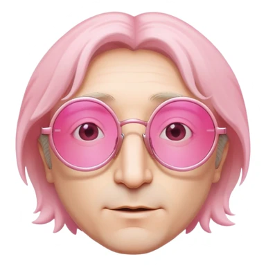 pink round glasses, circular frames with pink gradient lenses, john lennon style sticker
