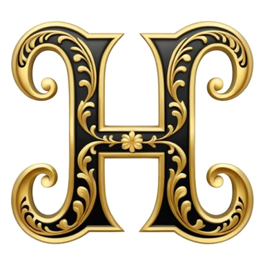 letter N in black and gold sticker