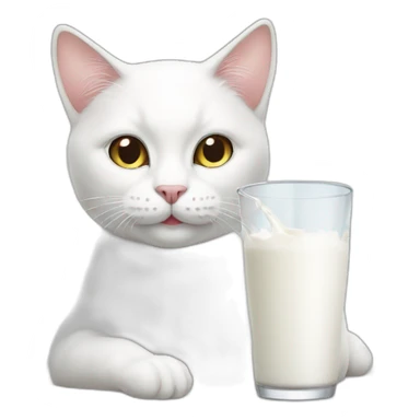 White cat drink milk sticker
