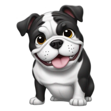 bulldog happy black and white fat sticker