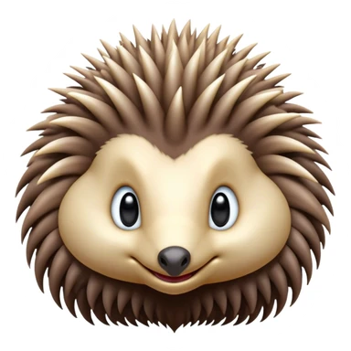Cinematic Cute Echidna Portrait Emoji, Head tilted playfully and inquisitively, featuring a fuzzy, spiky fur with an adorably scrunched face and a cute, pointed snout, round, sparkling eyes filled with gentle curiosity, Simplified yet irresistibly adorable features, highly detailed, glowing with a warm, friendly glow, high shine, affectionate and quirky, stylized with a touch of natural whimsy, bright and endearing, soft glowing outline, capturing the essence of a mischievous yet loving echidna, so playful it feels like it could nuzzle out of the screen into your arms! sticker