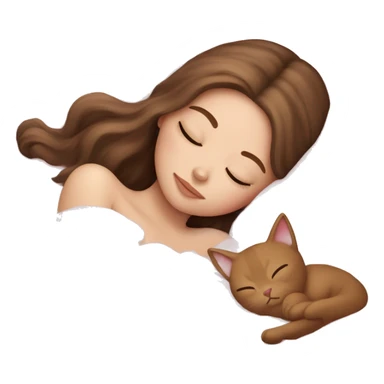 White girl brown hair sleeping with light pink kitty sticker