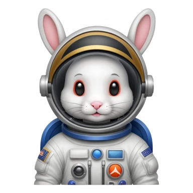 dark hite rabbit astronaut sticker