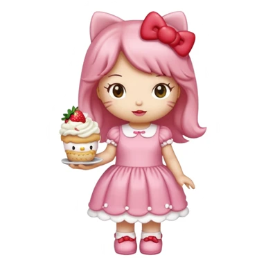 hello kitty strawberry shortcake pink sticker