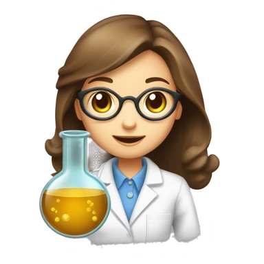 Cute Chemist Lab girl long brown hair chemistry analysis experiment holding flask sticker