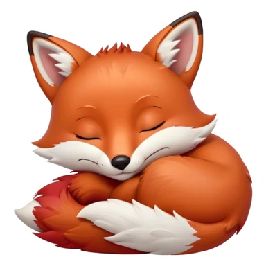 Meme-Worthy Cute Sleeping Fox Portrait Emoji, Head resting peacefully with a contented smile, showcasing a lithe build and a luxuriously soft red Fur with gentle white accents, eyes shut in a serene, restful nap, Simplified yet hilariously adorable features, highly detailed, glowing with a soft, drowsy light, high shine, relaxed and utterly lovable, stylized with an air of playful laziness, bright and heartwarming, soft glowing outline, capturing the essence of a comically sleepy fox, so meme-worthy it feels like it could instantly become the next viral sensation of adorable woodland slumber! sticker
