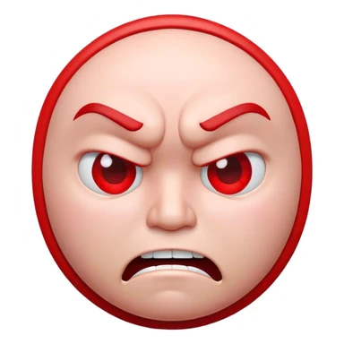 3d single circle face, upset and angry to somebody else. red color sticker
