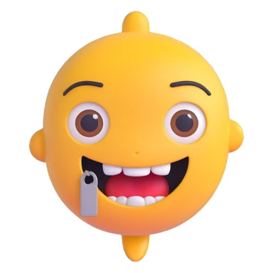 zipper mouth emoji, slightly worried expression, simple, clear sticker