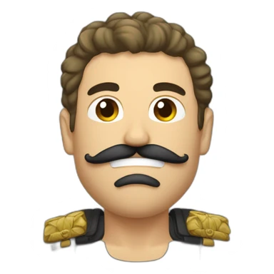 Homme avec les cheveux plat et un moustache rectangulaire noir avec des habit de guerre sticker