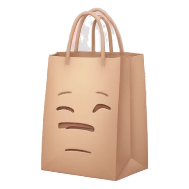 An emoji of a grocery bag in pastel pink without a face sticker