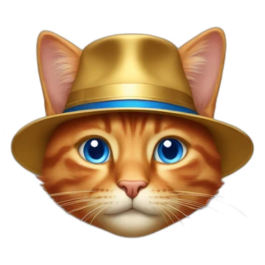 red cat with gold hat and blue eyes sticker