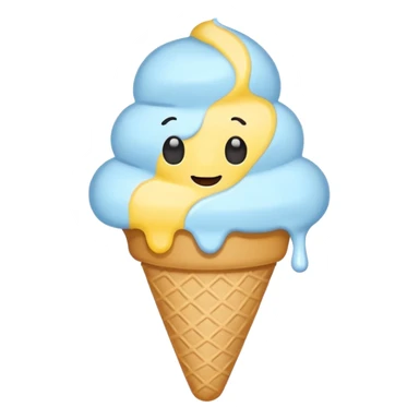 Ice cream emoji, pastel blue & yellow palette
Flat vector, minimal, cute emoji style sticker