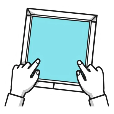 hands creating a viewing frame with fingers and thumbs, composition perspective sticker
