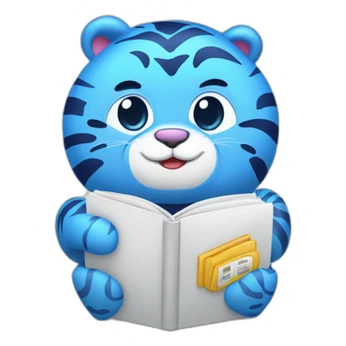 The blue cartoon tiger has the word Safebooks in the middle of its belly sticker