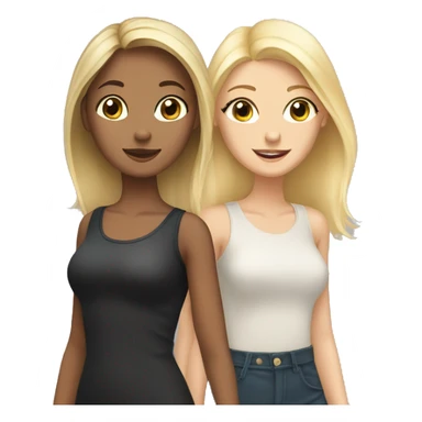 two beautiful girls in love, one blonde one shorter brunette sticker