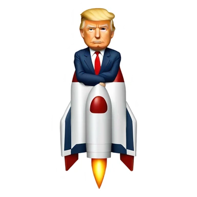 Donald trump riding a rocket like a horse  sticker